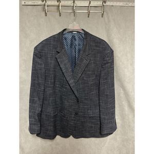 Oak Hill Blazer Men 60L Blue Gray 2B Flannel Textured Career Academia‎ 4XLT Luxe